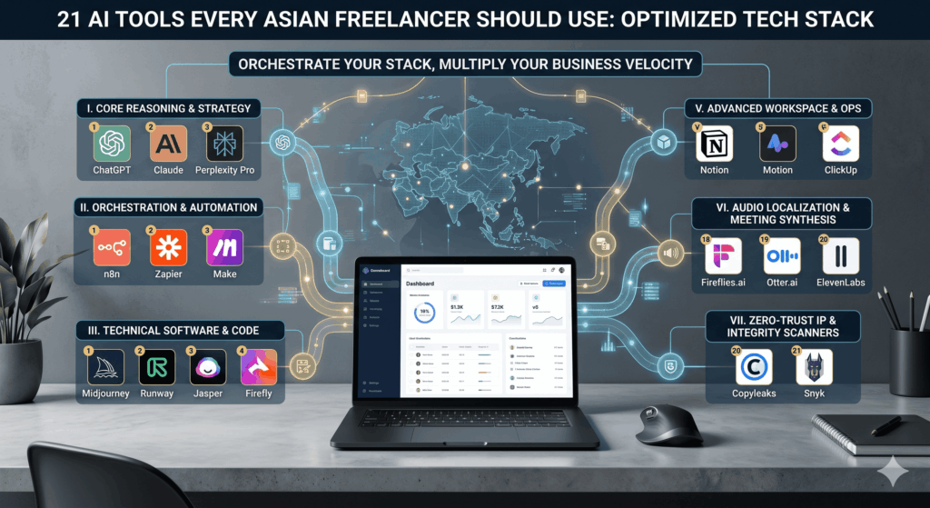 21 AI Tools Every Asian Freelancer Should Use in 2026